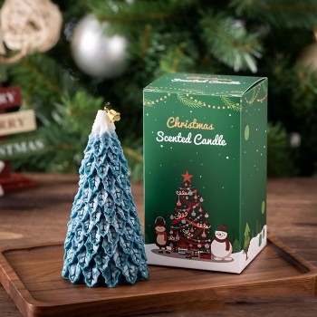 6" Festive Pillar Christmas Tree Scented Candle - [WSG043]